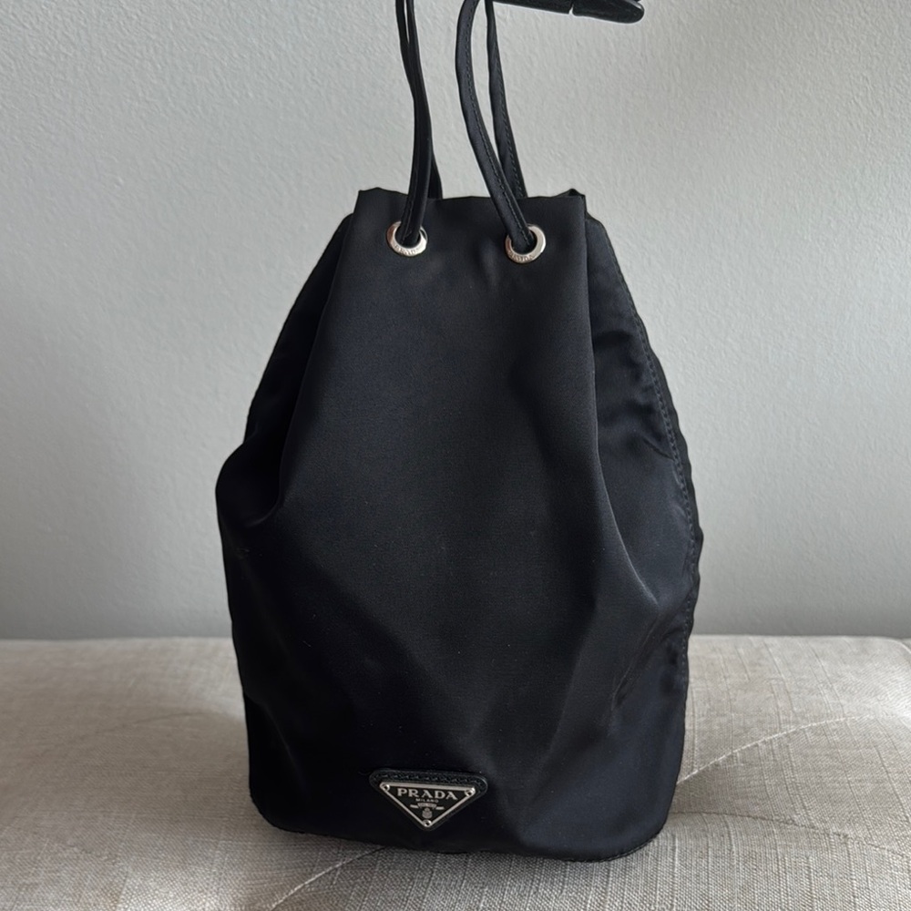 Prada Black Satin Drawstring Bag